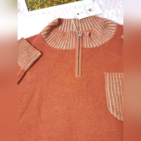 NWT Agave Denim Redwood 1/4 Zip Mock Neck Men's Pocket Sweater - Picture 9 of 11